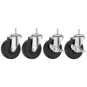 3-Inch Casters for Shelf Unit, Set of 4,Threaded Stem 1/4",5/16",3/8" Stem All Include,Universal for All Kinds of Shelving Unit