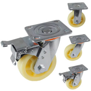 Hot Selling Industrial 360 Degree Swivel Caster Wheels Heavy Duty Low Noise 4' 5' 6' 8' Nylon PP Brake Wheels